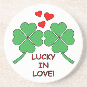Dessous De Verre En Grès Lucky In Love Hearts Clover