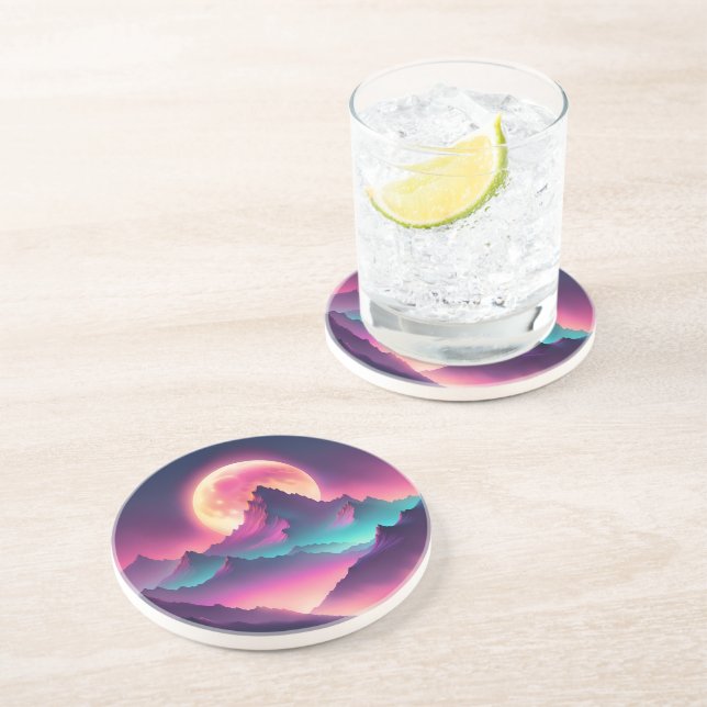 Dessous De Verre En Grès lune se lève (Côté)