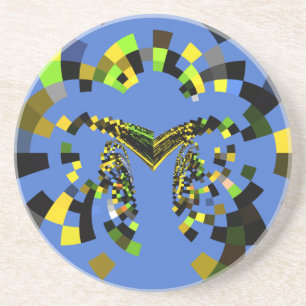 Dessous De Verre En Grès M Bleu