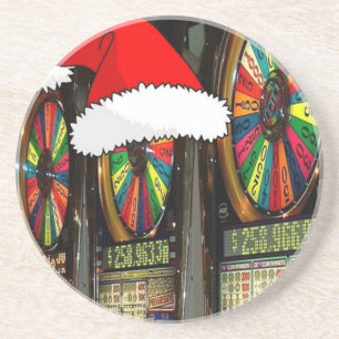 Dessous De Verre En Grès Machines à sous Santa Hat