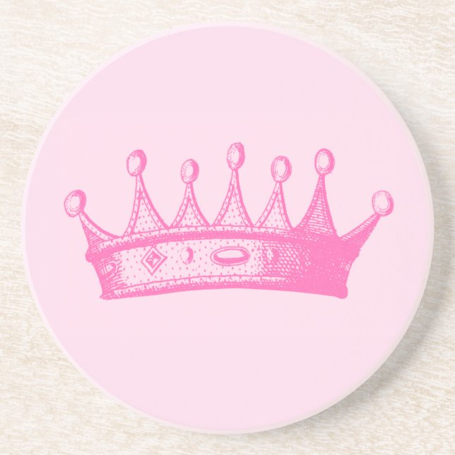 Dessous De Verre En Grès Magenta Princess Crown sur Arrière - plan rose (Devant)