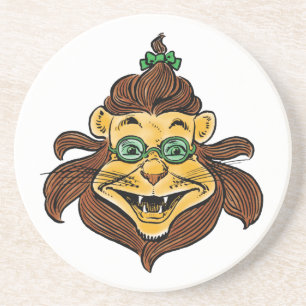 Dessous De Verre En Grès Magicien vintage de Oz, Lion portant des lunettes