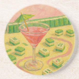Dessous De Verre En Grès Mahjong Chic Peinture Cocktail