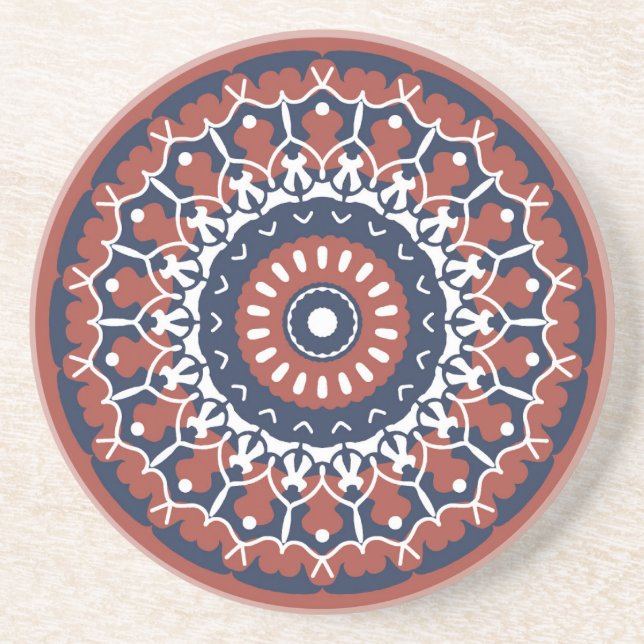 Dessous de verre en grès Mandala Design (Devant)