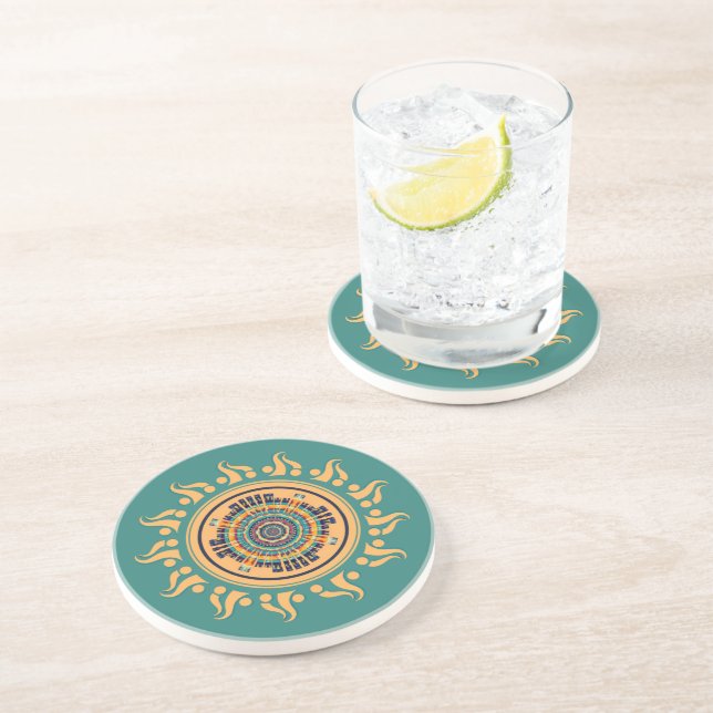 Dessous De Verre En Grès Mandala du Soleil (Côté)