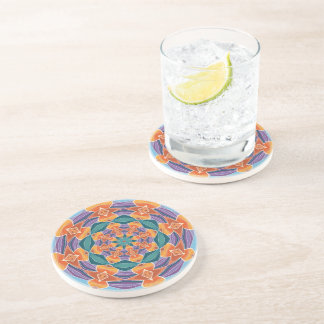 Dessous De Verre En Grès Mandala Fleur de Coucher de Soleil