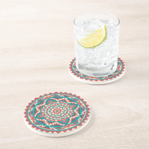 Dessous De Verre En Grès Mandala moderne du Sud-Ouest
