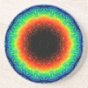 Dessous De Verre En Grès Mandala naturel d'arc-en-ciel