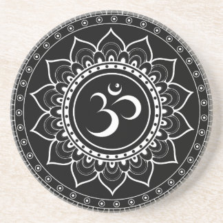 Dessous De Verre En Grès Mandala Om noir
