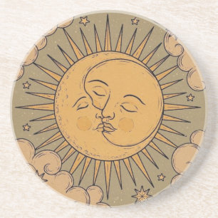 Dessous De Verre En Grès Mandala Sun et Moon