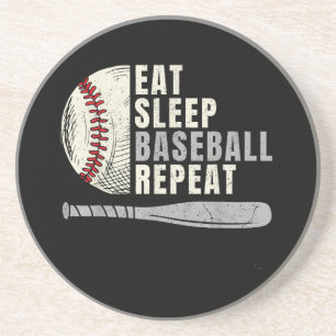 Dessous De Verre En Grès Manger Dormir Baseball Répéter Drôle Joueur de Bas