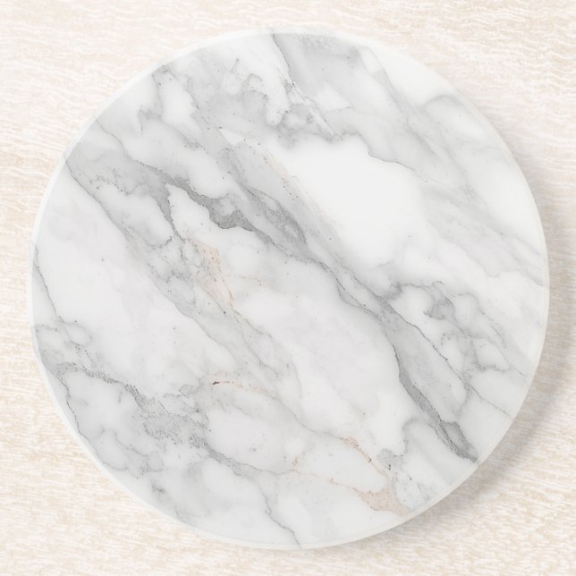 Dessous De Verre En Grès Marbre Blanc  (Devant)