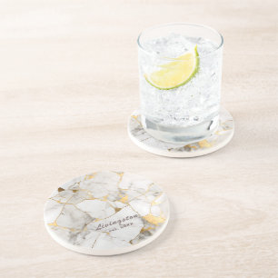 Dessous De Verre En Grès Marbre Or Noir Personnalisé Établie