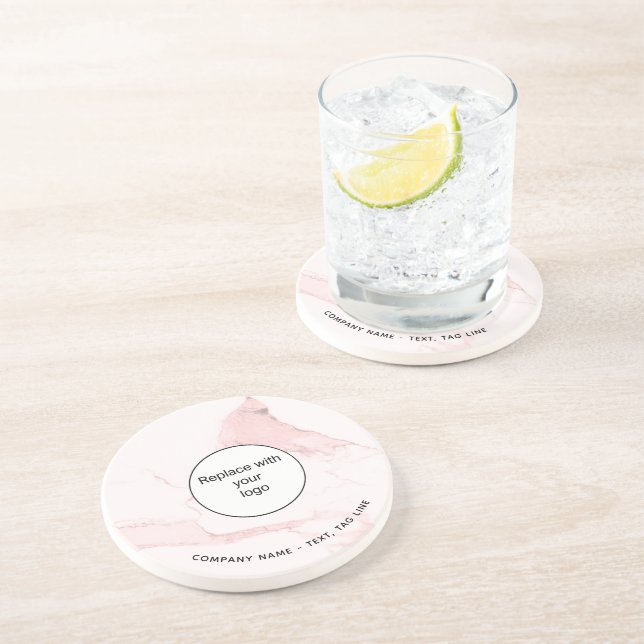 Dessous De Verre En Grès Marbre rose nom entreprise logo élégant moderne (Côté)
