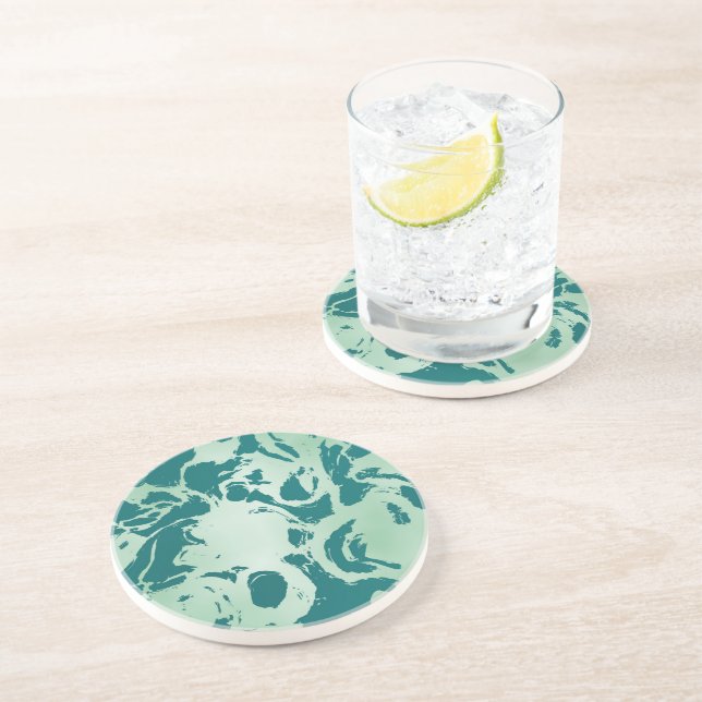 Dessous De Verre En Grès Marbre vert (Côté)