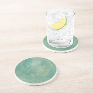 Dessous De Verre En Grès marbre vert abstrait