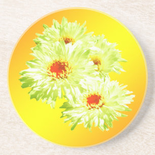 Dessous De Verre En Grès Marguerites Jaunes D'Or,