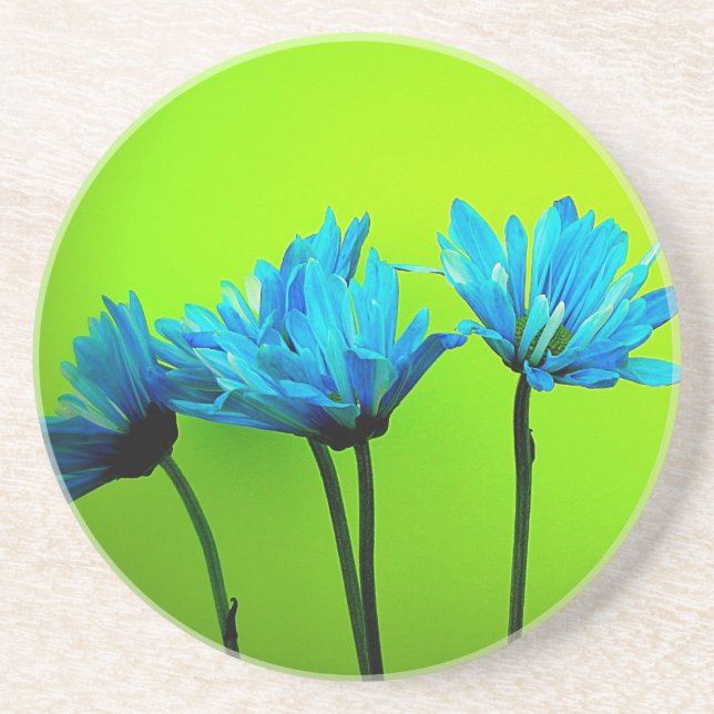Dessous De Verre En Grès Marguerites turquoise turquoises sur les cadeaux d (Devant)