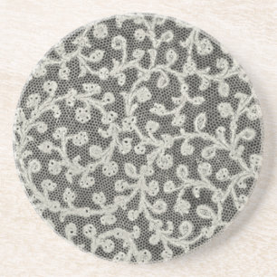 Dessous De Verre En Grès Mariage Antique Dentelle Lin Blanc Classique Joli
