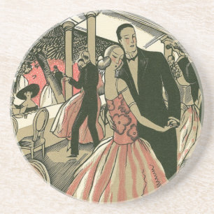Dessous De Verre En Grès Mariage Art Déco Vintage, Première Danse des Jeune