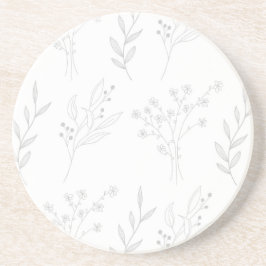 Dessous De Verre En Grès Mariage Boho Floral Argent
