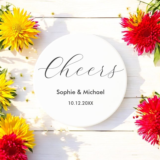 Dessous De Verre En Grès Mariage Chefs Simple Noir Blanc (Créateur téléchargé)