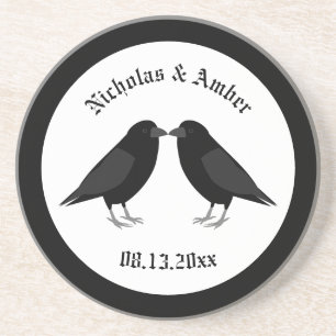 Dessous De Verre En Grès Mariage gothique Baiser Ravens Personnalisé