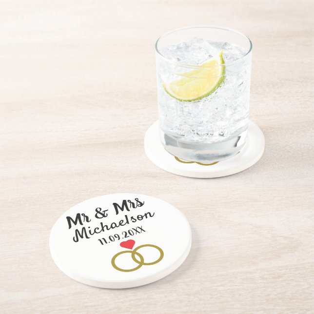 Dessous De Verre En Grès Mariage personnalisé (Côté)