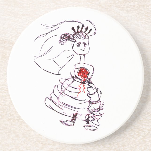 Dessous De Verre En Grès Mariée/Bachelorette (Devant)