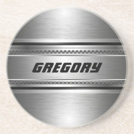 Dessous De Verre En Grès Masculine Faux Grandes Argent Design Monogramme