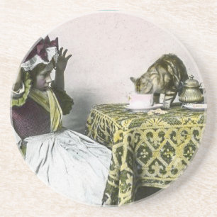 Dessous De Verre En Grès Mauvaise fille de thé vintage de Kitty d'invité