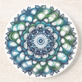 Dessous De Verre En Grès Médaillon bleu vert - Abstrait