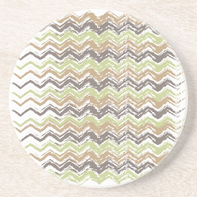 Dessous De Verre En Grès Melon Brandy Scribble ZigZag Motif (Devant)