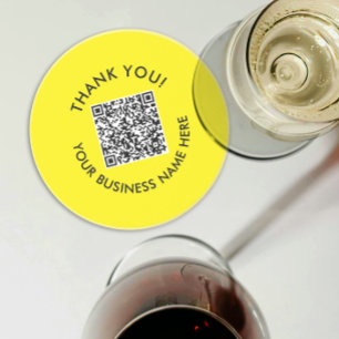 Dessous De Verre En Grès Merci Code QR de site Web jaune simple