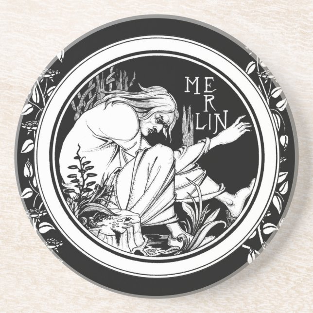 Dessous De Verre En Grès Merlin imaginaire Art Nouveau (Devant)