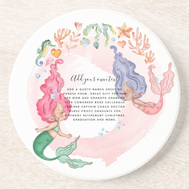 Dessous De Verre En Grès MERMAIDS Personnalisé (Devant)