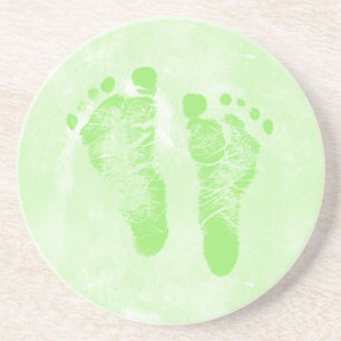 Dessous De Verre En Grès Mignonne Girly Green New Baby Footprints
