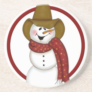Dessous De Verre En Grès Mignonne Noël Cowboy Snowman