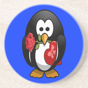 Dessous De Verre En Grès Mignonne Saint Valentin Pingouin Drôle Drôle Carto