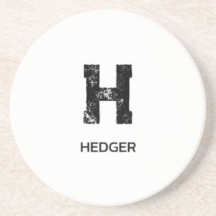 DESSOUS DE VERRE EN GRÈS MINIMALISTE NOIR UNE LETTRE MONOGRAMME NOM BLANC