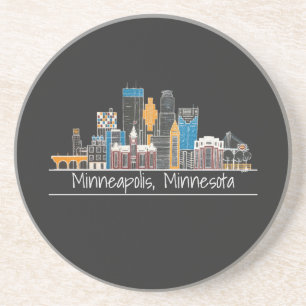 Dessous De Verre En Grès Minneapolis, MN Skyline Coaster