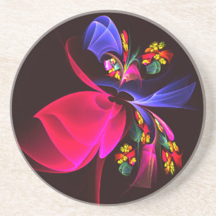 Dessous De Verre En Grès Moderne coloré Floral Abstrait Art Motif #06