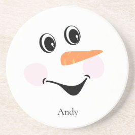 Dessous De Verre En Grès Moderne Cute Custom Smiling Snowman visage Dessous