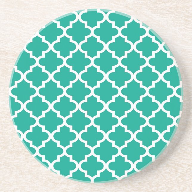 Dessous De Verre En Grès Moderne géométrique de motif marocain bleu (Devant)