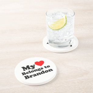 Dessous De Verre En Grès Mon coeur appartient à Brandon