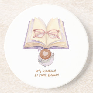 Dessous De Verre En Grès Mon week-end est complet Amoureux de livres Cozy