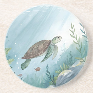 Dessous De Verre En Grès Monde sous-marin avec tortue