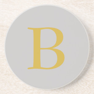 Dessous De Verre En Grès Monogramme couleur or gris moderne Ajouter un nom
