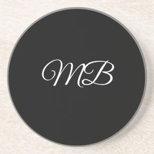 Dessous De Verre En Grès Monogramme Couple initial noir blanc cadeau Favori