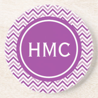 Dessous De Verre En Grès Monogramme double violet Chevron